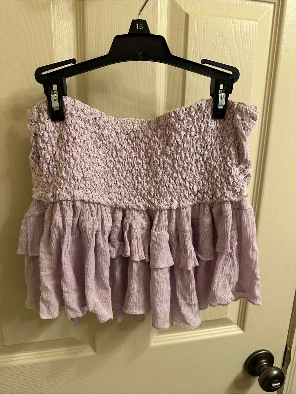 Free People Lace Bustier Tiered Ruffle Crop Top - Light Lavender